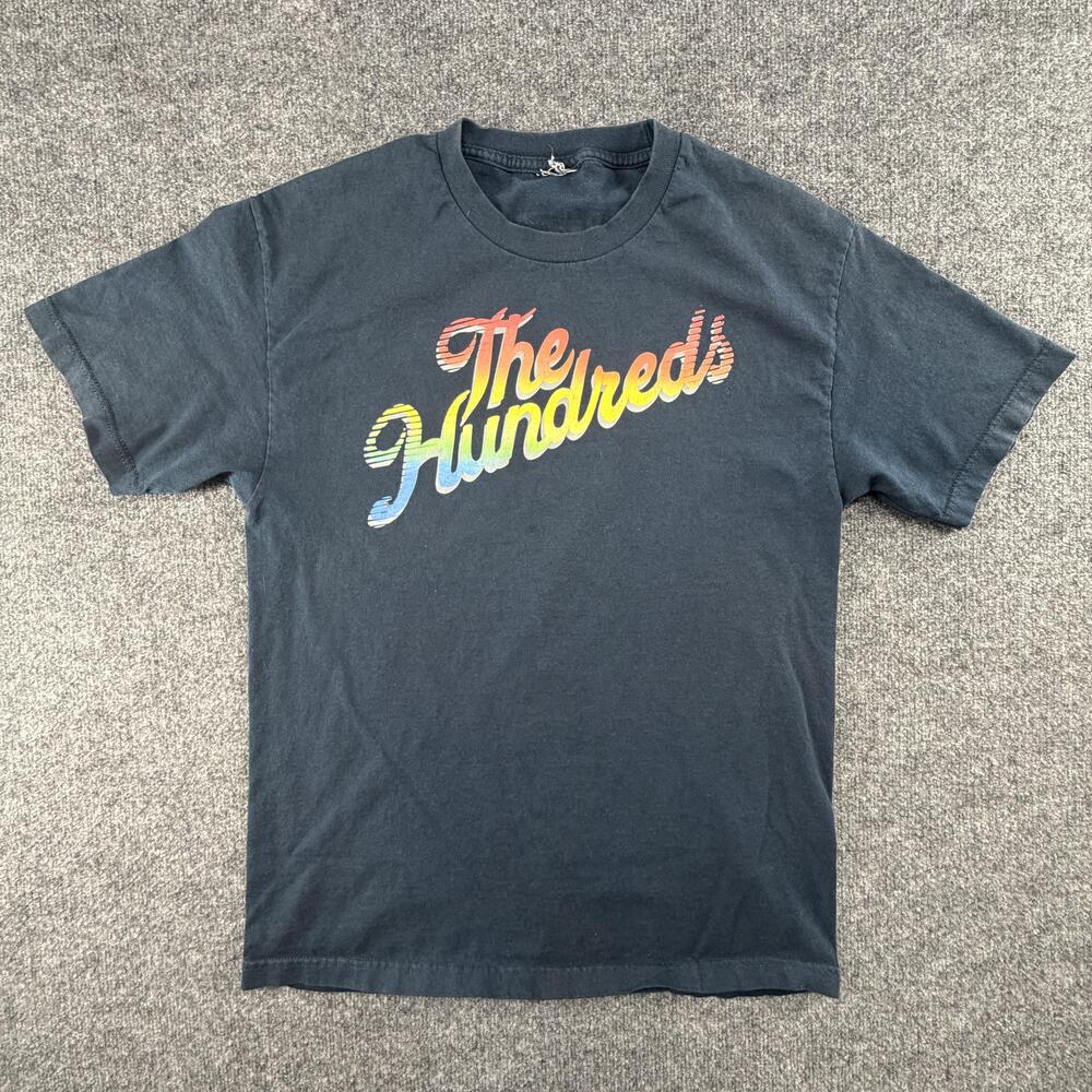 The Hundreds Shirt Mens Medium Gray Rainbow Logo Graphic Tee Back Bomb Skate
